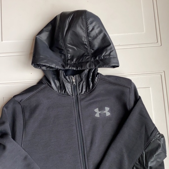 Under Armour Youth Coldgear Fleece Full Zip Hooded Black Youth L - Picture 4 of 10